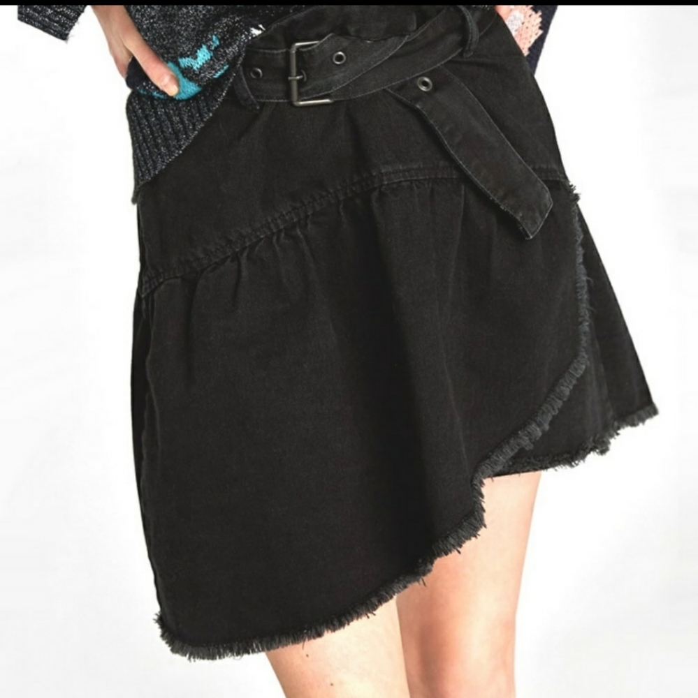 Zara Ruffled Denim Skirt
